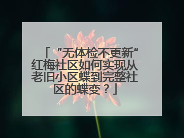 “无体检不更新”红梅社区如何实现从老旧小区蝶到完整社区的蝶变？