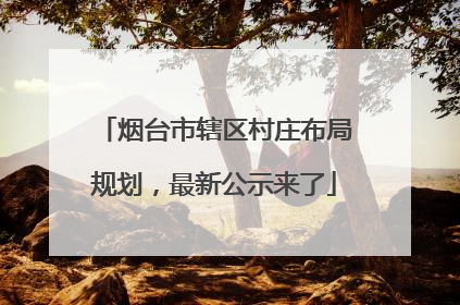 烟台市辖区村庄布局规划，最新公示来了