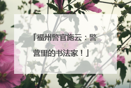 福州警官施云：警营里的书法家！