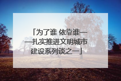 为了谁 依靠谁——扎实推进文明城市建设系列谈之一