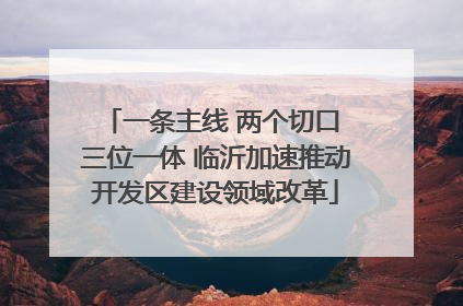 一条主线 两个切口 三位一体 临沂加速推动开发区建设领域改革