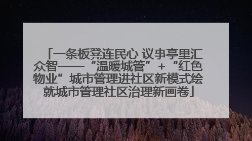 一条板凳连民心 议事亭里汇众智——“温暖城管”+“红色物业”城市管理进社区新模式绘就城市管理社区治理新画卷