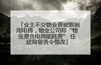 业主不交物业费被限制用电梯，物业公司称“物业费含电梯能耗费” 住建局曾责令整改