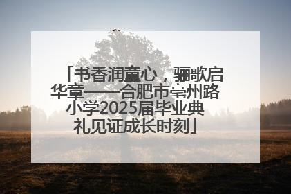 书香润童心，骊歌启华章——合肥市亳州路小学2025届毕业典礼见证成长时刻