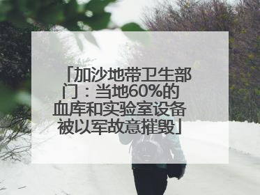 加沙地带卫生部门：当地60%的血库和实验室设备被以军故意摧毁