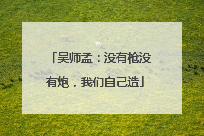 吴师孟：没有枪没有炮，我们自己造