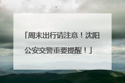周末出行请注意！沈阳公安交警重要提醒！