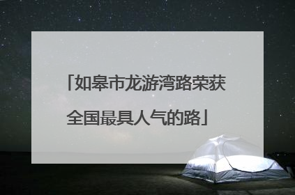 如皋市龙游湾路荣获全国最具人气的路