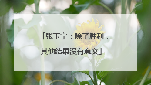 张玉宁：除了胜利，其他结果没有意义