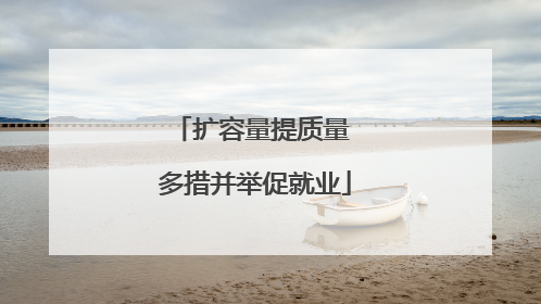 扩容量提质量 多措并举促就业