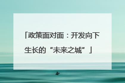 政策面对面：开发向下生长的“未来之城”