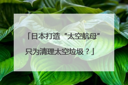 日本打造“太空航母”只为清理太空垃圾？