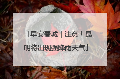早安春城｜注意！昆明将出现强降雨天气