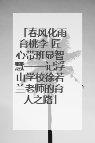 春风化雨育桃李 匠心带班显智慧——记浮山学校徐若兰老师的育人之路