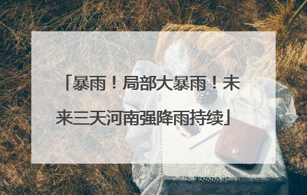 暴雨！局部大暴雨！未来三天河南强降雨持续