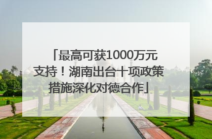 最高可获1000万元支持！湖南出台十项政策措施深化对德合作