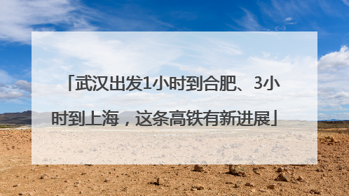 武汉出发1小时到合肥、3小时到上海，这条高铁有新进展