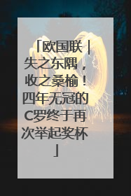 欧国联｜失之东隅，收之桑榆！四年无冠的C罗终于再次举起奖杯