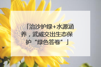 治沙护绿+水源涵养，武威交出生态保护“绿色答卷”