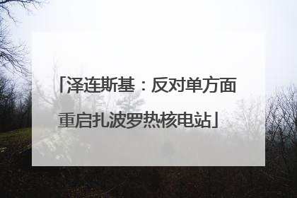 泽连斯基：反对单方面重启扎波罗热核电站