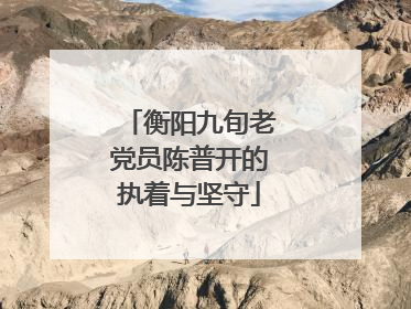 衡阳九旬老党员陈普开的执着与坚守