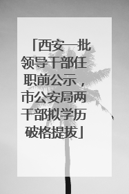 西安一批领导干部任职前公示，市公安局两干部拟学历破格提拔