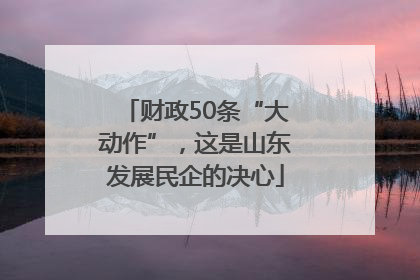 财政50条“大动作”，这是山东发展民企的决心