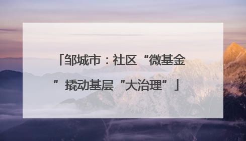 邹城市：社区“微基金”撬动基层“大治理”