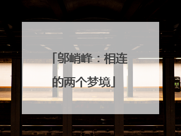 邬峭峰：相连的两个梦境