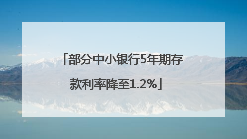 部分中小银行5年期存款利率降至1.2%