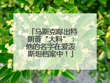 马斯克曝出特朗普“大料”：他的名字在爱泼斯坦档案中！