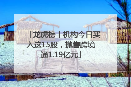 龙虎榜丨机构今日买入这15股，抛售跨境通1.19亿元