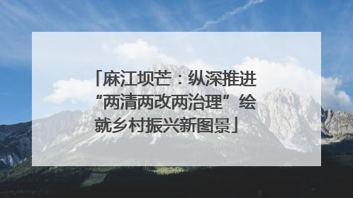 麻江坝芒：纵深推进“两清两改两治理”绘就乡村振兴新图景
