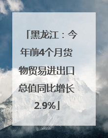 黑龙江：今年前4个月货物贸易进出口总值同比增长2.9%