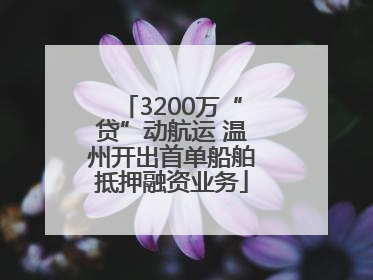 3200万“贷”动航运 温州开出首单船舶抵押融资业务